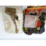 SELECTION OF NAPIERY AND OTHER ITEMS including a boxed hand painted thistle decorated embroidered