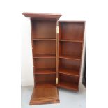 STAINED CHERRY DVD CABINET the rectangular moulded top above a full length panel door opening to