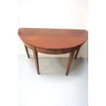 GEORGE III MAHOGANY D END TABLE SECTION with a deep frieze, standing on four tapering supports,