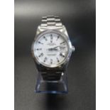 GENTLEMAN'S ROLEX OYSTER PERPETUAL WRISTWATCH the circular white dial with Roman numerals and