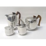 RETRO PICQUOT WARE TEA SERVICE with teapot, hot water jug, sugar basin with hinged lid and milk