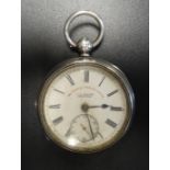 EDWARD VII SILVER POCKET WATCH the white enamel dial marked 'The Express English Lever. J.G.