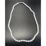 CULTURED PEARL NECKLACE with fourteen carat white gold clasp, approximately 44cm long