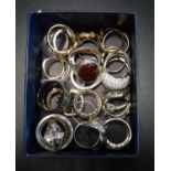 SELECTION OF SILVER AND OTHER RINGS including stone set examples, 1 box