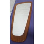 RETRO 1960s TEAK FRAMED AND SHAPED WALL MIRROR approximately 75cm high x 34.5cm wide