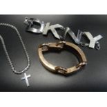 SELECTION OF FASHION JEWELLERY comprising a Michael Kors rose gold tone bracelet, an Emporio