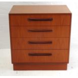 TEAK G PLAN CHEST OF DRAWERS part of the "Fresco" range, featuring four drawers with moulded handles