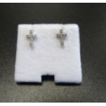 PAIR OF DIAMOND CLUSTER STUD EARRINGS in the form of crosses, in nine carat white gold