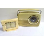 RETRO BUSH ANTIQUE RADIO with a cream plastic body, circular tuner window and three wave bands,