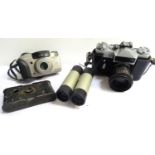 SELECTION OF VINTAGE CAMERA EQUIPMENT including Zenit E 35mm a Kodak Vest Pocket Autographic