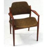 1950s 'SIBAST OF DENMARK' ROSEWOOD CHAIR featuring tapered armrests and woven upholstery to the seat