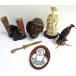 MIXED LOT OF COLLECTABLES including a detachable rifle sight, vintage vesta case modelled as a