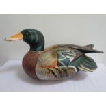 LARGE CARVED WOOD MALLARD DUCK with a detailed painted body, 63.5cm long