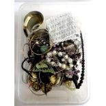 SELECTION OF COSTUME JEWELLERY including bead necklaces and bracelets, earrings, pendants, brooches,