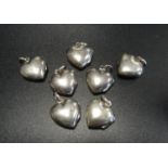 SEVEN SILVER HEART SHAPED LOCKET PENDANTS