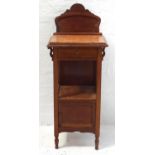 FRENCH MAHOGANY WASH STAND with a shaped raised back above an orange marble top with a drawer below,