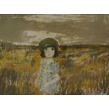 ALISTAIR GRANT Girl in a field, print, signed and numbered 11/20, 48cm x 63cm