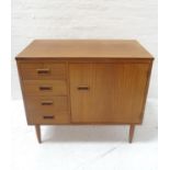 RETRO 1960s 'SINGER' TEAK SEWING TABLE the hinged lid opening to reveal the machine, four drawers to