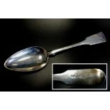 VICTORIAN SCOTTISH PROVINCIAL SILVER FIDDLE PATTERN TABLE SPOON engraved 'J' to the terminal,