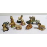 SELECTION OF WADE WHIMSIES including badgers, a horse, elephants, camel, lion, an otter, a dog,