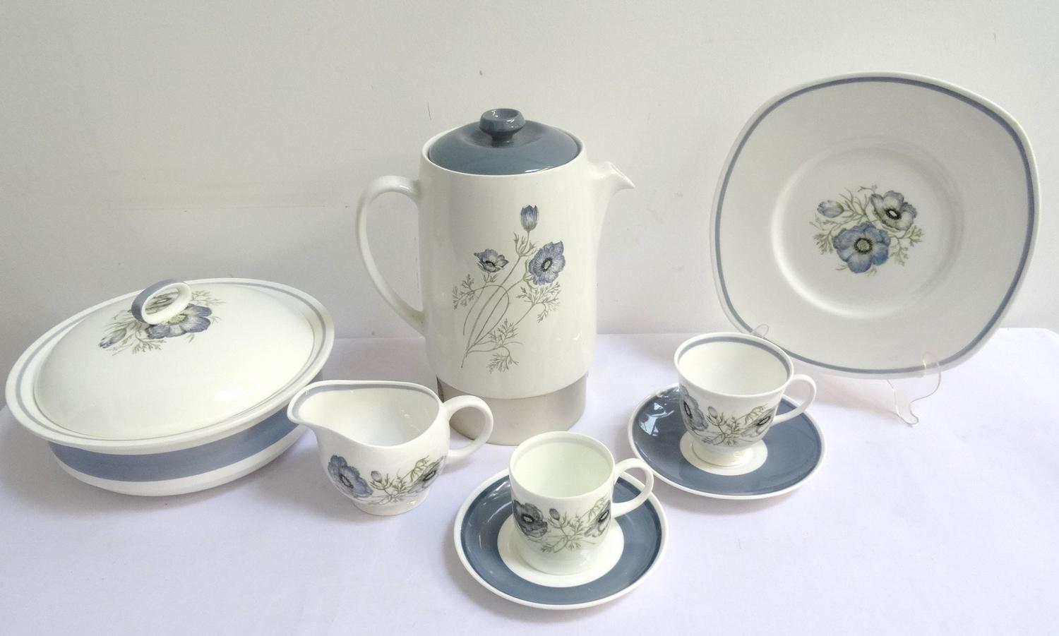 LARGE SUSIE COOPER/WEDGWOOD 'GLEN MIST' TEA/DINNER SERVICE includes kettle, tea/coffee cups and