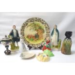 MIXED LOT OF CERAMICS including a \royal Doulton charger 'Under The Greenwood Tree', Bretby drip