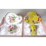 TWO DECORATIVE TEA CUPS AND SAUCERS by The Leonardo Collection, with fitted boxes