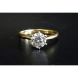 IMPRESSIVE DIAMOND SOLITAIRE RING the round brilliant cut diamond approximately 1ct, on eighteen