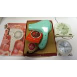 SELECTION OF RETRO HOUSEHOLD ITEMS comprising a boxed bakelite Pifco hairdryer; a boxed Morphy