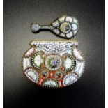 TWO ITALIAN MICRO MOSAIC PIECES comprising a mandolin shaped brooch and a belt buckle section (2)