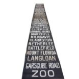 GLASGOW CORPORATION TRAM DESTINATION BLIND from the Standard Car circa 1950s, destinations including