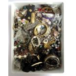 LARGE COLLECTION OF COSTUME JEWELLERY including earrings, brooches, bead necklaces, enamel set