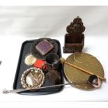 LOT OF VINTAGE COLLECTABLES including a 'Girvan' glass paperweight, shellwork frame photographic