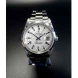GENTLEMAN'S ROLEX OYSTER PERPETUAL DATE WRISTWATCH the stainless steel oyster bracelet and case with
