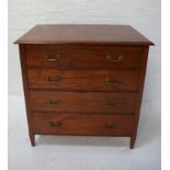 EDWARDIAN MAHOGANY CHEST with a moulded top above four long drawers with brass handles, standing