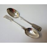 PAIR OF VICTORIAN SILVER TEASPOONS with engraved monograms to the fiddle handles, London hallmarks