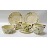 BELLEEK TEA SERVICE with shamrock pattern, mainly bearing the third mark 1926-1946, comprising one