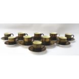 ROYAL WORCESTER COFFEE SET comprising six cans and saucers together with five smaller cans and