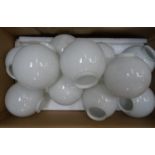 ELEVEN OPAQUE GLASS LIGHT SHADES of circular form, 20cm high (11)