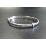 CHINESE EXPANDING SILVER BANGLE the interior with Character and motif decoration