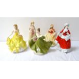 FIVE ROYAL DOULTON FIGURINES including Spring HN5321, 23cm high; Summer HN5322, 22cm high; Autumn