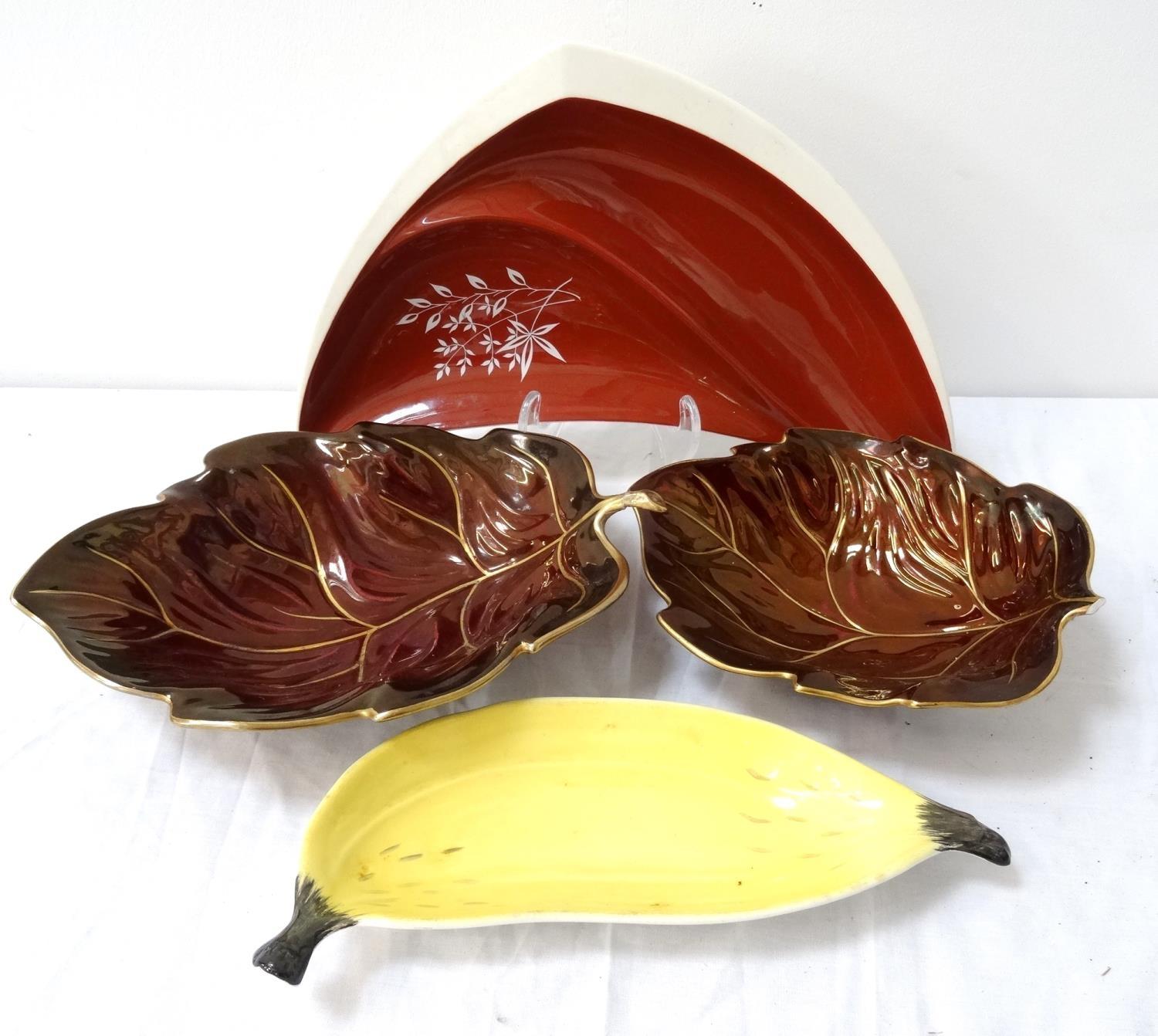 SELECTION OF CARLTON WARE including a banana shaped dish, shaped hor d'oeuvres dish and two leaf