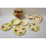 MIXED LOT OF CERAMICS including a Carlton Ware leaf plate and bowl, five 1930's square shaped
