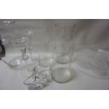 MIXED LOT OF GLASSWARE including an LSA shaped hors d'oeuvre dish, pair of shaped inverted hat