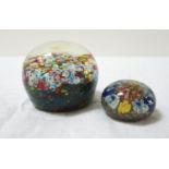 TWO MILLEFIORI PAPERWEIGHTS of graduated size, approximately 8cm and 5cm diameters respectively (2)