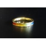 SHEILA FLEET ENAMEL DECORATED EIGHTEEN CARAT GOLD RAINBOW RING ring size N, with original box