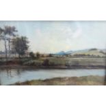 STUART RUTHERFORD country river scene, oil on board, signed, 24cm x 39cm