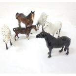 SIX BESWICK HORSES including two greys, an Appaloosa, a black and two dark bays, ranging in height