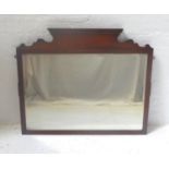 MAHOGANY FRAMED WALL MIRROR with a bevelled plate, 95cm wide Note: originally from a dressing chest