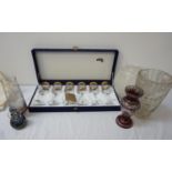 CASED SET OF SIX ITALIAN WINE GLASSES each with a gilt rim with Greek Key decoration; together